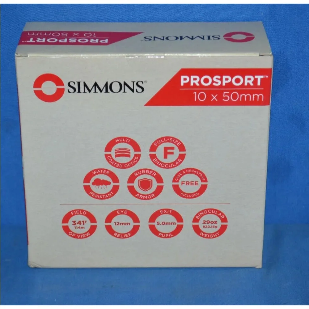 NEW Simmons ProSport Porro Prism Full Size Bushnell Binocular 10x50mm Black